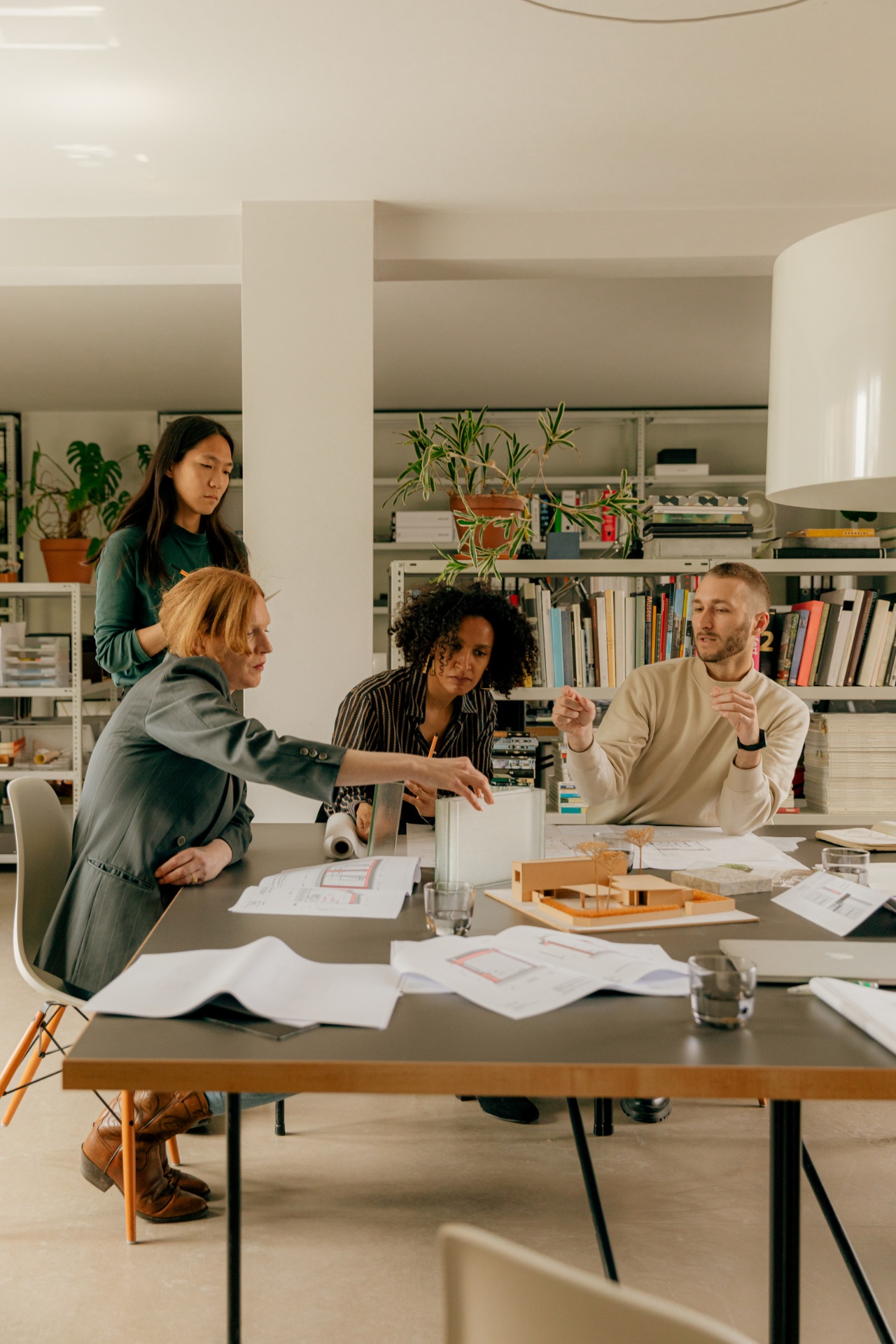 A team working together around the table